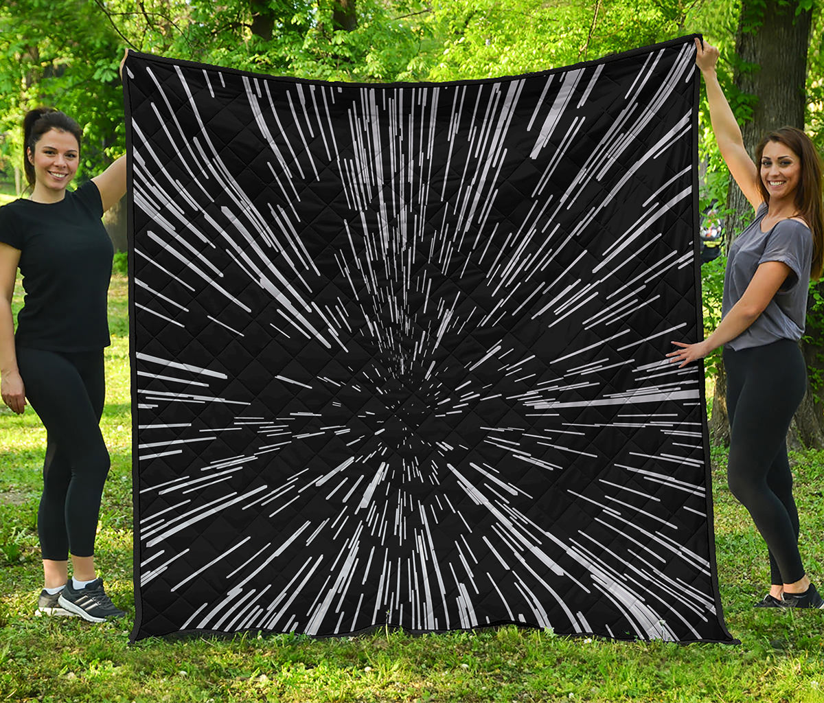 Black And White Lightspeed Print Quilt