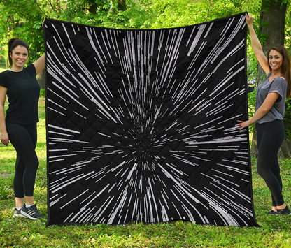Black And White Lightspeed Print Quilt