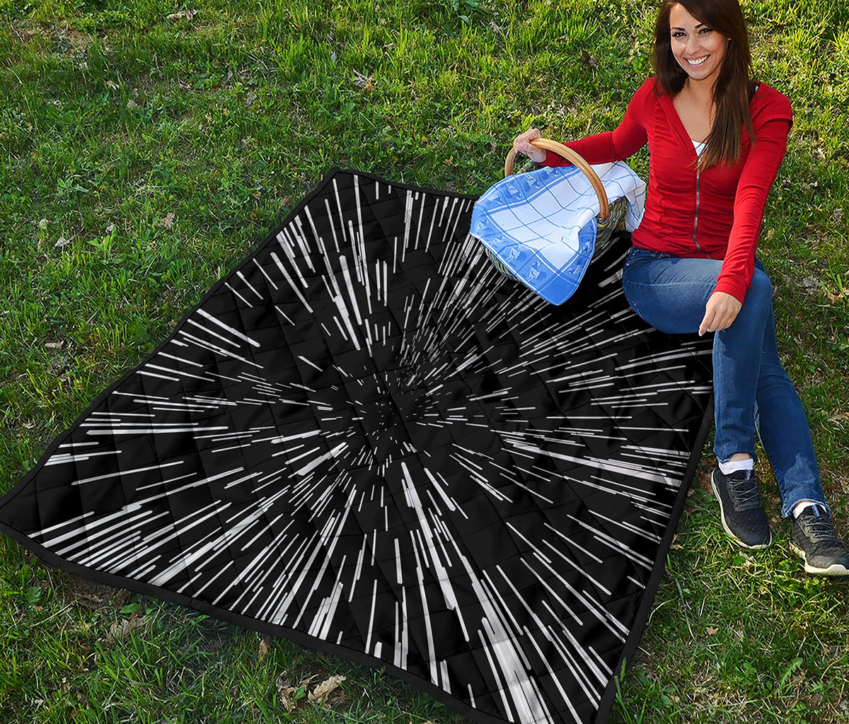 Black And White Lightspeed Print Quilt