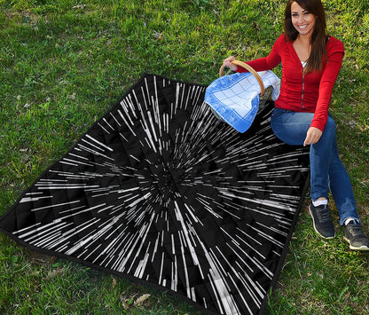 Black And White Lightspeed Print Quilt