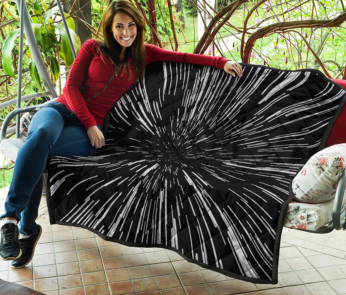 Black And White Lightspeed Print Quilt