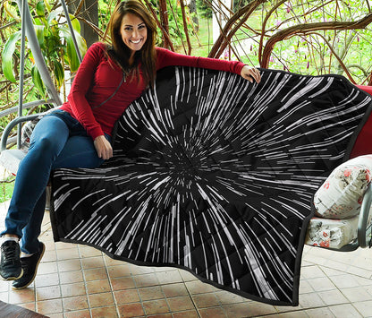 Black And White Lightspeed Print Quilt