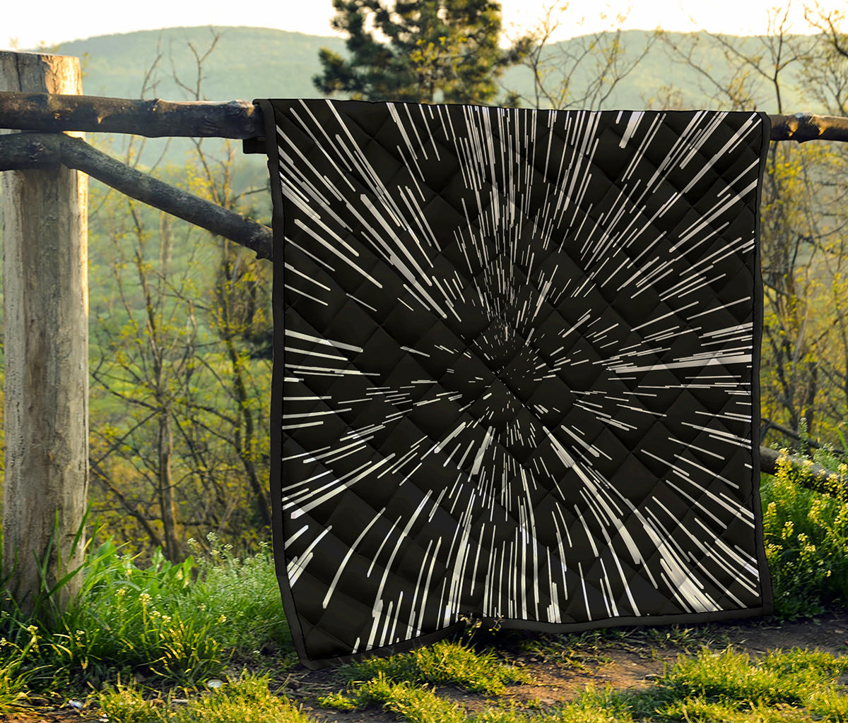 Black And White Lightspeed Print Quilt