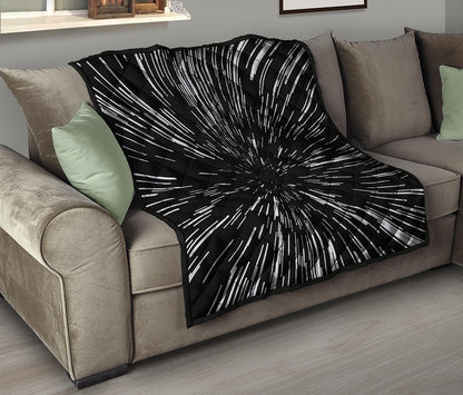 Black And White Lightspeed Print Quilt