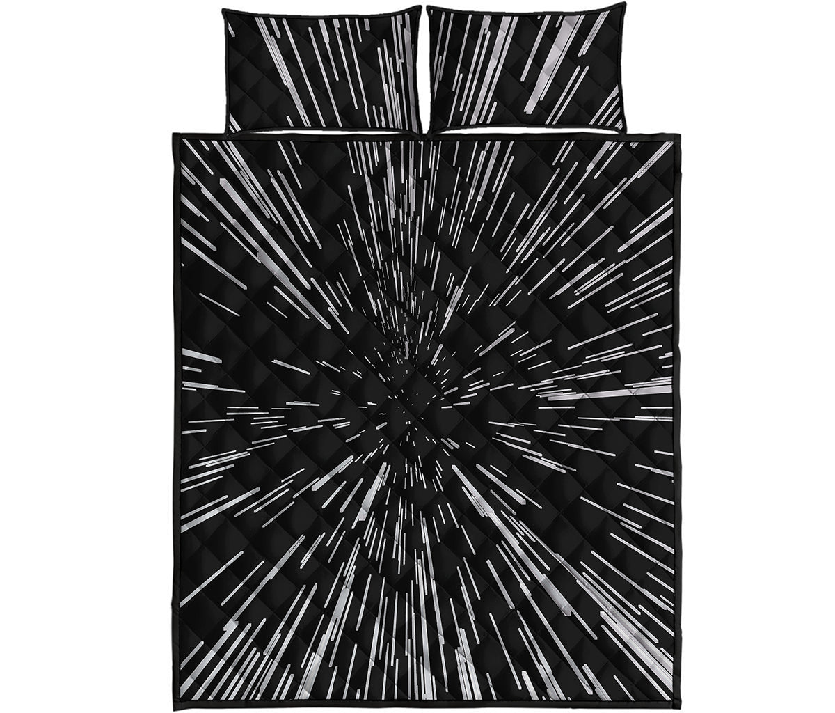 Black And White Lightspeed Print Quilt Bed Set