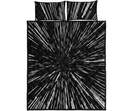 Black And White Lightspeed Print Quilt Bed Set