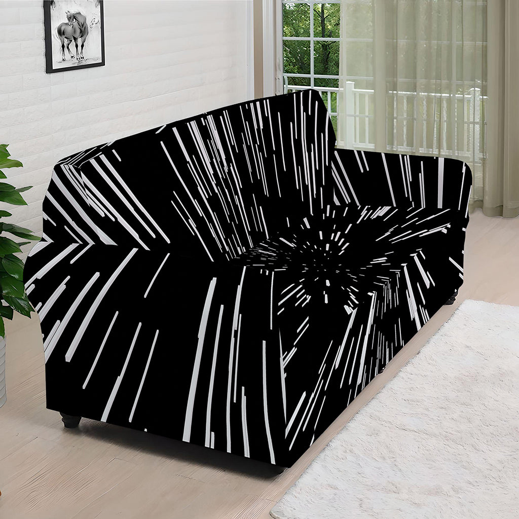 Black And White Lightspeed Print Sofa Cover