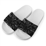 Black And White Lightspeed Print White Slide Sandals