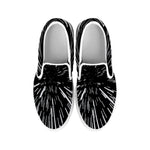 Black And White Lightspeed Print White Slip On Shoes