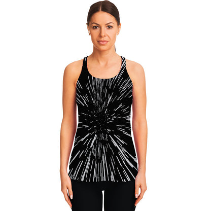 Black And White Lightspeed Print Women's Racerback Tank Top
