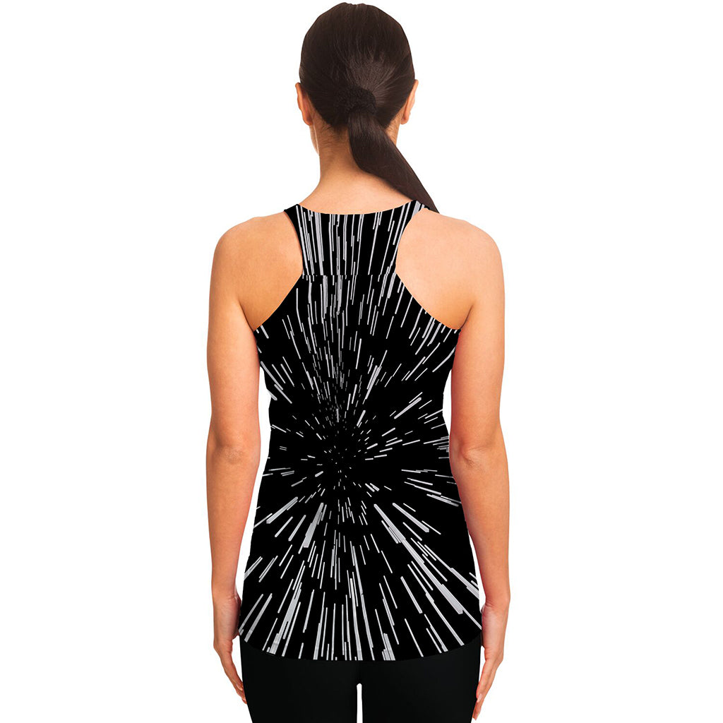 Black And White Lightspeed Print Women's Racerback Tank Top
