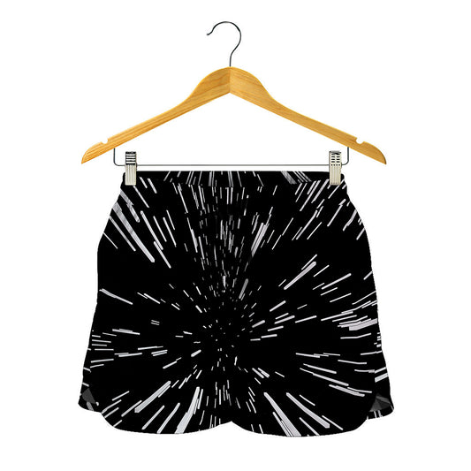 Black And White Lightspeed Print Women's Shorts