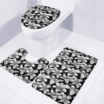 Black And White Lily Pattern Print 3 Piece Bath Mat Set