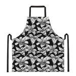 Black And White Lily Pattern Print Apron