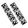 Black And White Lily Pattern Print Car Seat Belt Covers