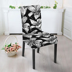 Black And White Lily Pattern Print Dining Chair Slipcover