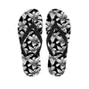 Black And White Lily Pattern Print Flip Flops