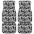 Black And White Lily Pattern Print Front and Back Car Floor Mats