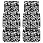 Black And White Lily Pattern Print Front and Back Car Floor Mats