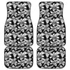 Black And White Lily Pattern Print Front and Back Car Floor Mats