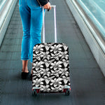 Black And White Lily Pattern Print Luggage Cover