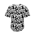 Black And White Lily Pattern Print Men's Baseball Jersey