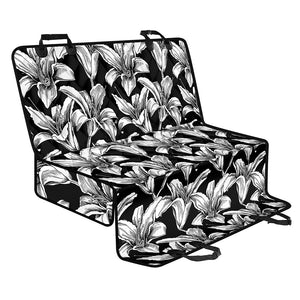 Black And White Lily Pattern Print Pet Car Back Seat Cover