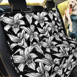 Black And White Lily Pattern Print Pet Car Back Seat Cover