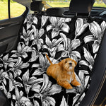 Black And White Lily Pattern Print Pet Car Back Seat Cover