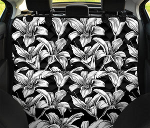 Black And White Lily Pattern Print Pet Car Back Seat Cover