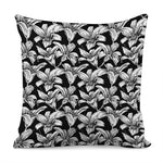 Black And White Lily Pattern Print Pillow Cover