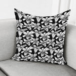 Black And White Lily Pattern Print Pillow Cover