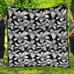 Black And White Lily Pattern Print Quilt