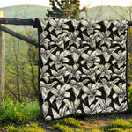 Black And White Lily Pattern Print Quilt