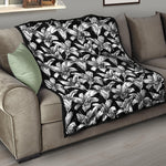 Black And White Lily Pattern Print Quilt