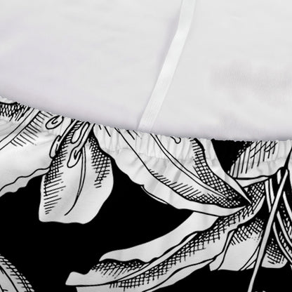 Black And White Lily Pattern Print Sofa Cover