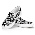 Black And White Lily Pattern Print White Slip On Sneakers