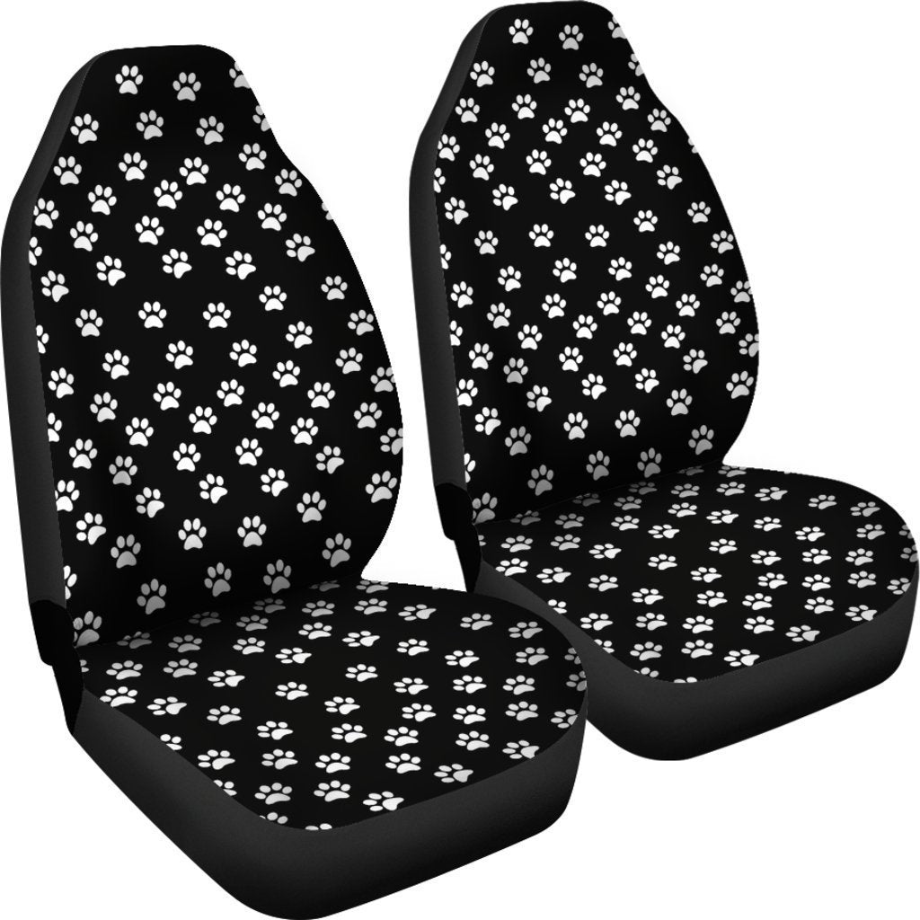 Black And White Little Paws Universal Fit Car Seat Covers GearFrost