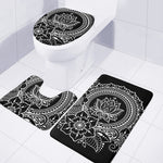 Black And White Lotus Flower Print 3 Piece Bath Mat Set