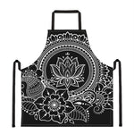 Black And White Lotus Flower Print Apron