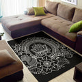 Black And White Lotus Flower Print Floor Mat