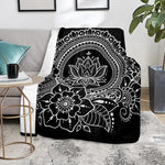 Black And White Lotus Flower Print Blanket