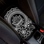 Black And White Lotus Flower Print Car Center Console Cover