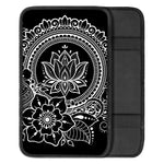 Black And White Lotus Flower Print Car Center Console Cover