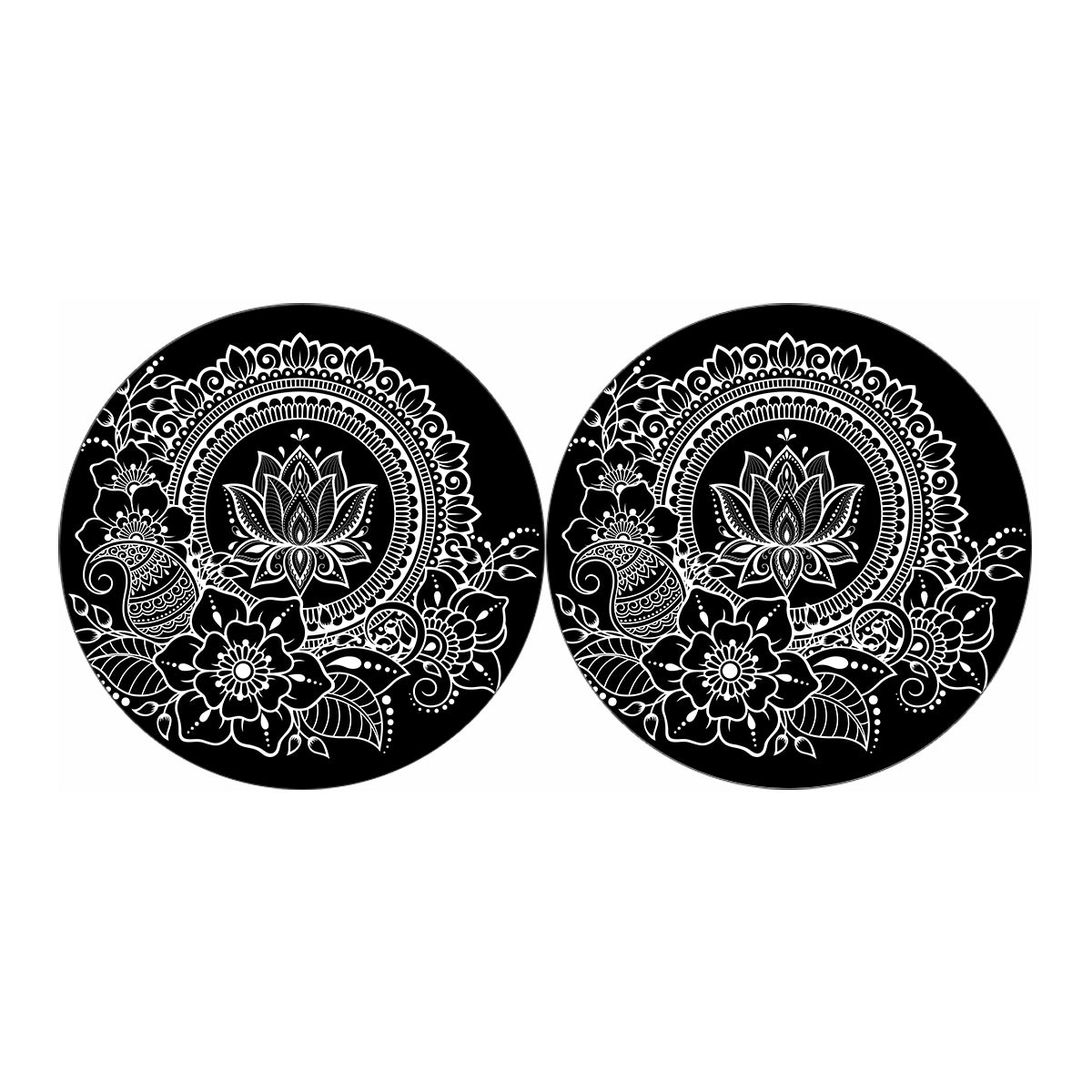Black And White Lotus Flower Print Car Coasters