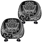 Black And White Lotus Flower Print Car Headrest Covers