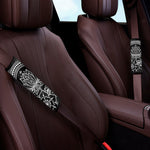 Black And White Lotus Flower Print Car Seat Belt Covers