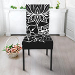 Black And White Lotus Flower Print Dining Chair Slipcover