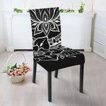 Black And White Lotus Flower Print Dining Chair Slipcover