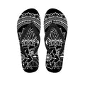 Black And White Lotus Flower Print Flip Flops